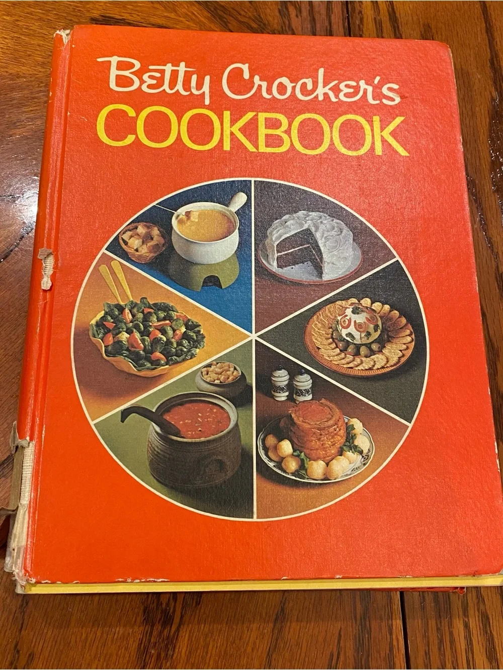 2 Betty Crocker vintage Cookbooks - Red Cover with Multicolor Food Wheel